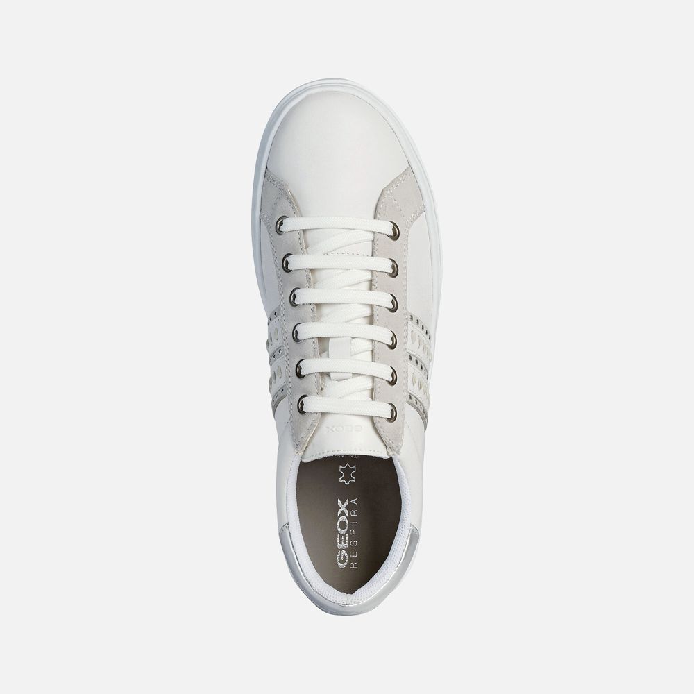 Tenis Geox Senhora Branco/Prateadas - Pontoise - NQOTB8534